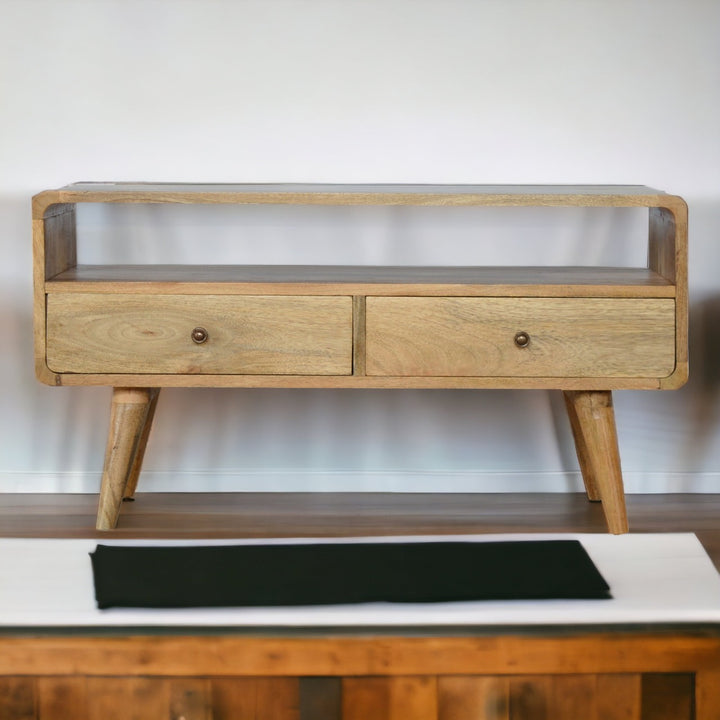 Curved Oakish Media Unit