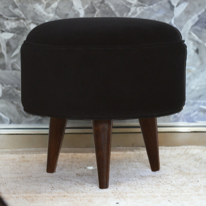 Black Velvet Nordic Style Footstool