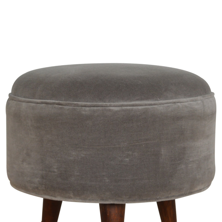 Grey Velvet Nordic Style Footstool