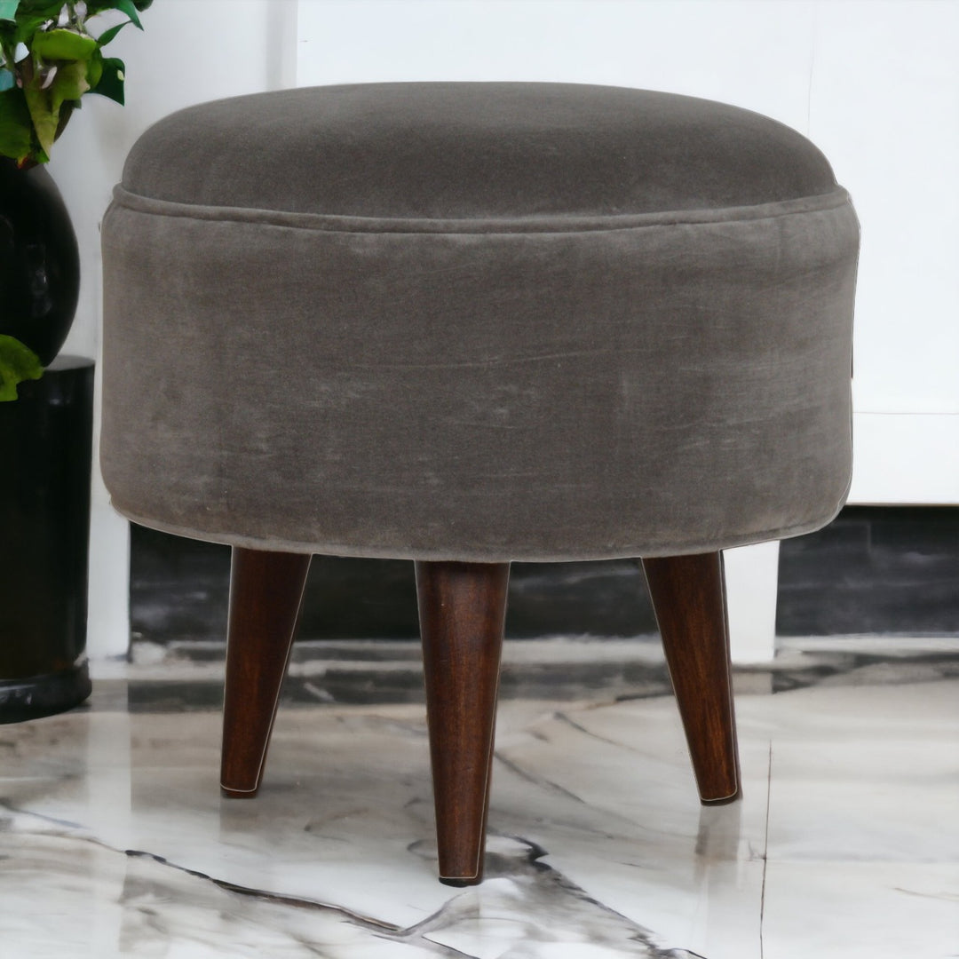 Grey Velvet Nordic Style Footstool