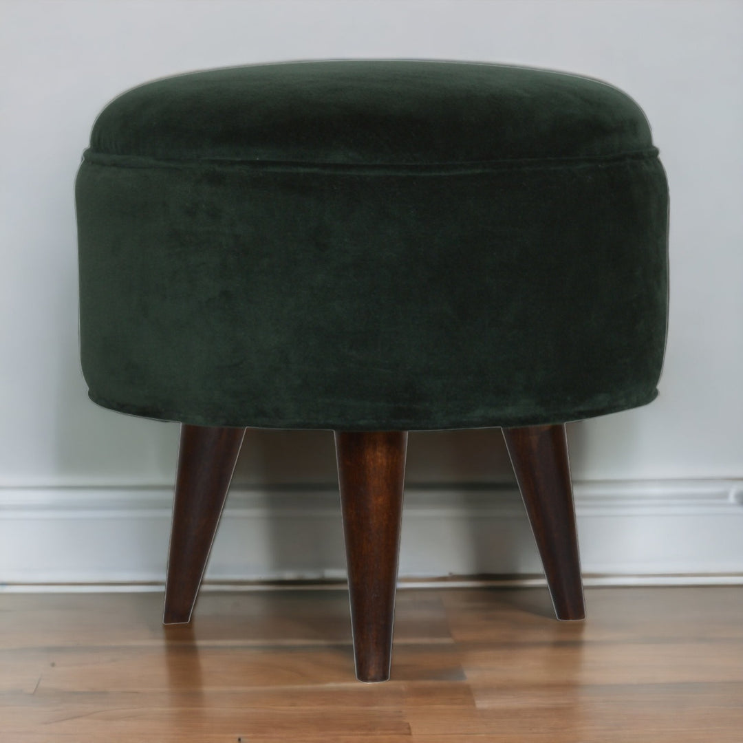 Emerald Green Velvet Nordic Stool