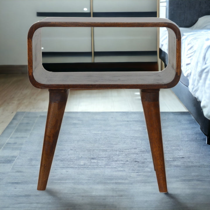 Curved Open Chestnut Bedside