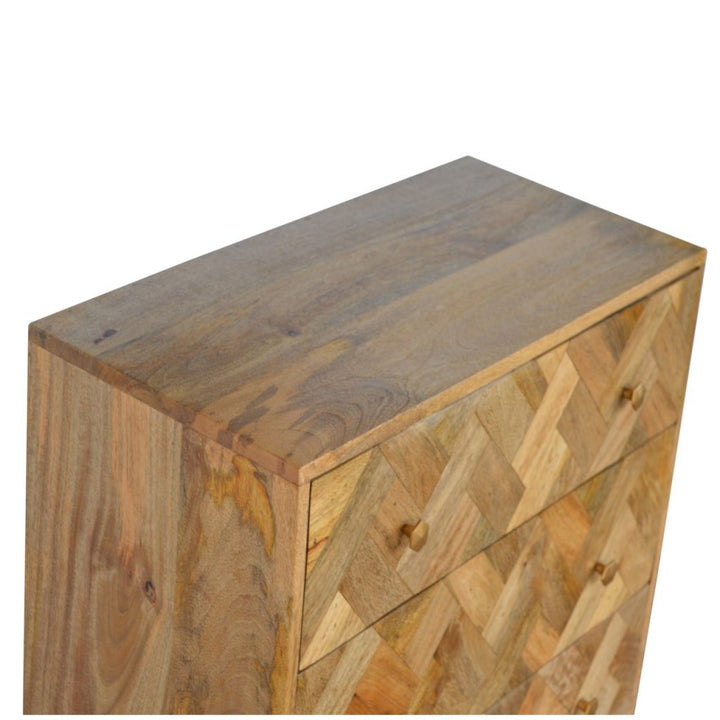 Three Drawer Zig-Zag Patterned Patchwork Chest