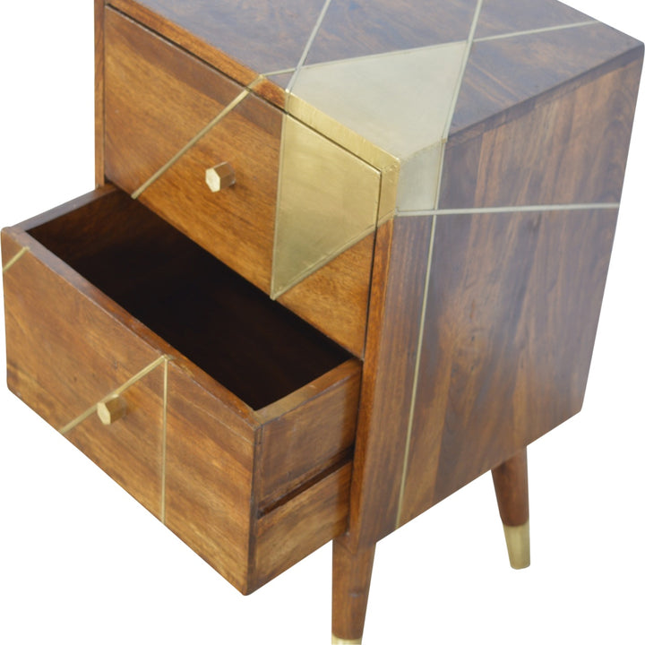 Gold Geometric Chestnut Bedside