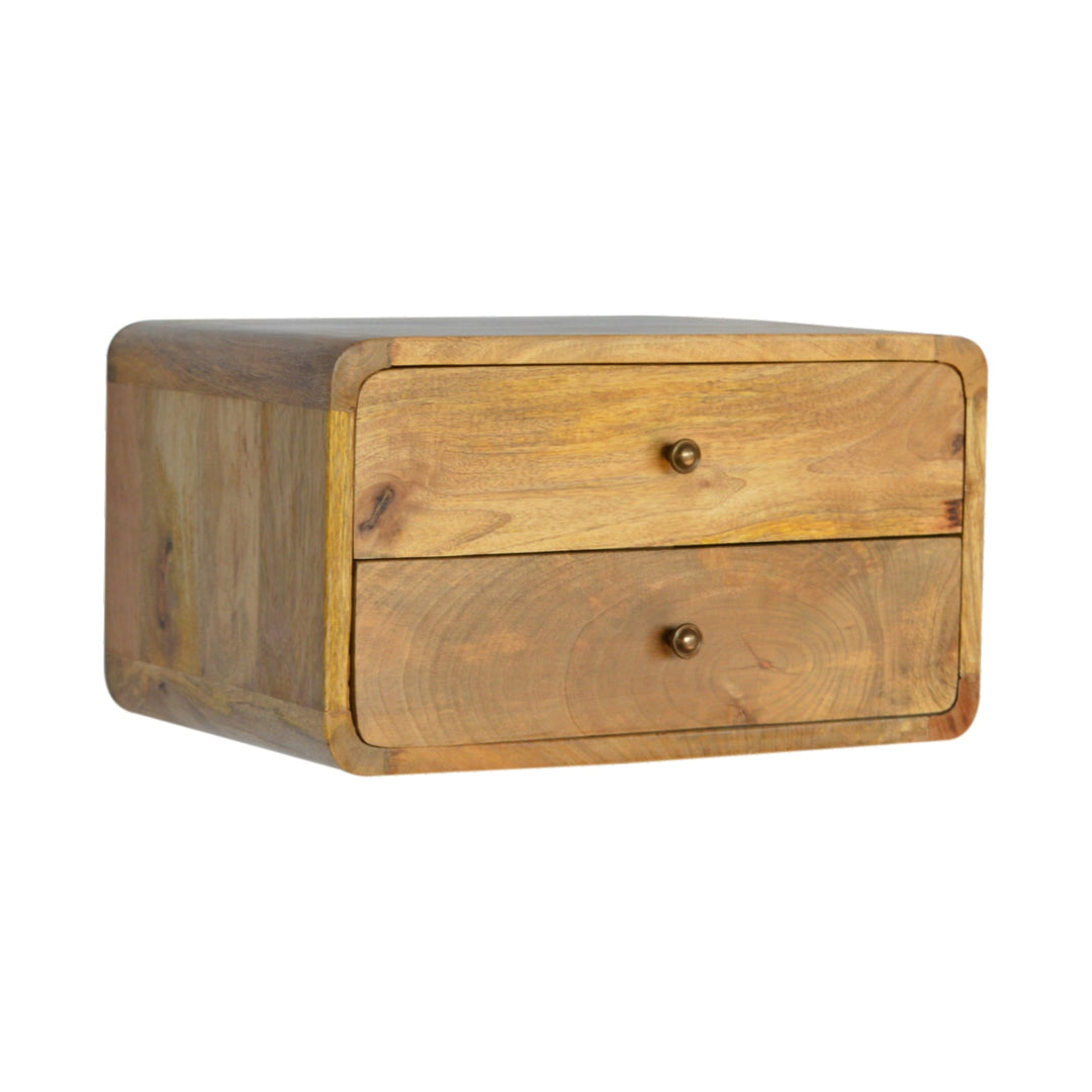 Oakish Two Drawer Floating Bedside