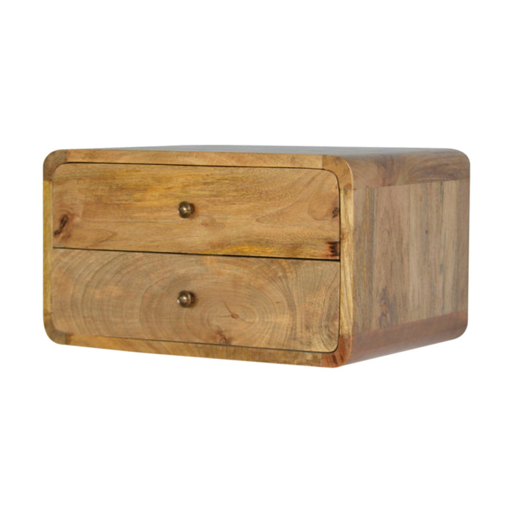 Oakish Two Drawer Floating Bedside