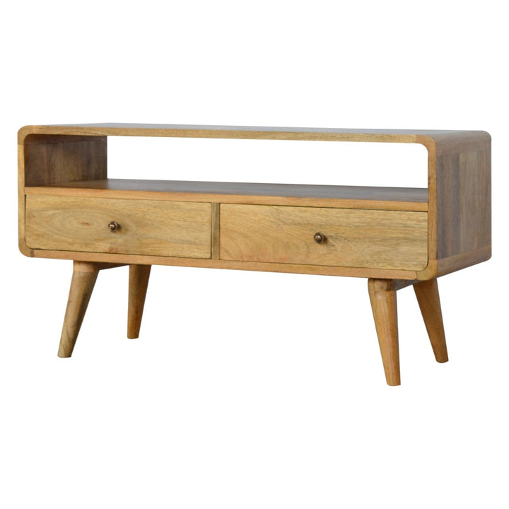 Curved Oakish Media Unit